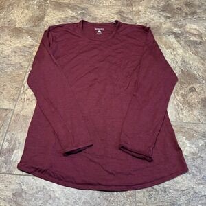 SEGMENTS 100% Merino Wool Long Sleeve Crew Neck Top Burgundy XL Lightweight Soft